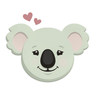 Affectionate Koala with two small hearts